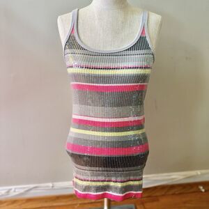 Armani Exchange A|X Women’s Sequin Tank Top 90s Y2K Multicolor Gray Pink Size M
